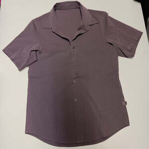 Lululemon Men's Dark Chambray Black SS Button Down One Thing at a Time Size M